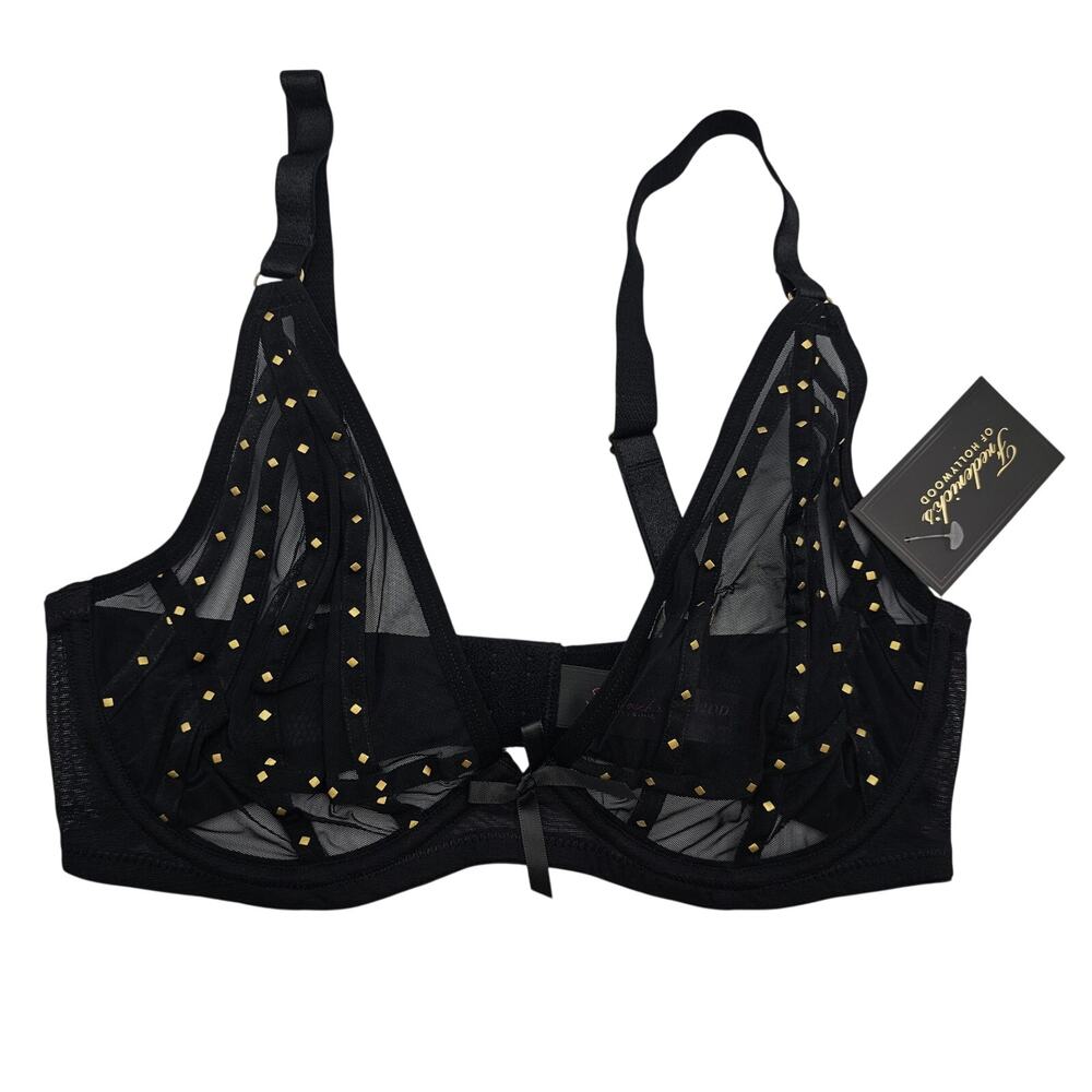 Fredericks of Hollywood Womans size 32DD Rozlyn Mesh Studded Bra Black New